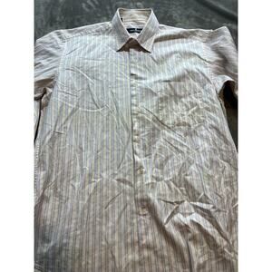 Ted‎ Lapidus French Linen Button Dress Shirt Long Sleeve stripe 42-42 large